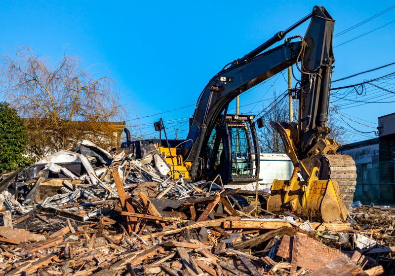 Demolition machinery in action